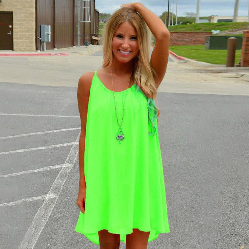 Summer style Women dress plus size fashion chiffon Fluorescent dress women summer dress