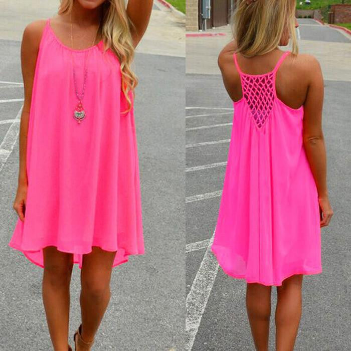 Summer style Women dress plus size fashion chiffon Fluorescent dress women summer dress