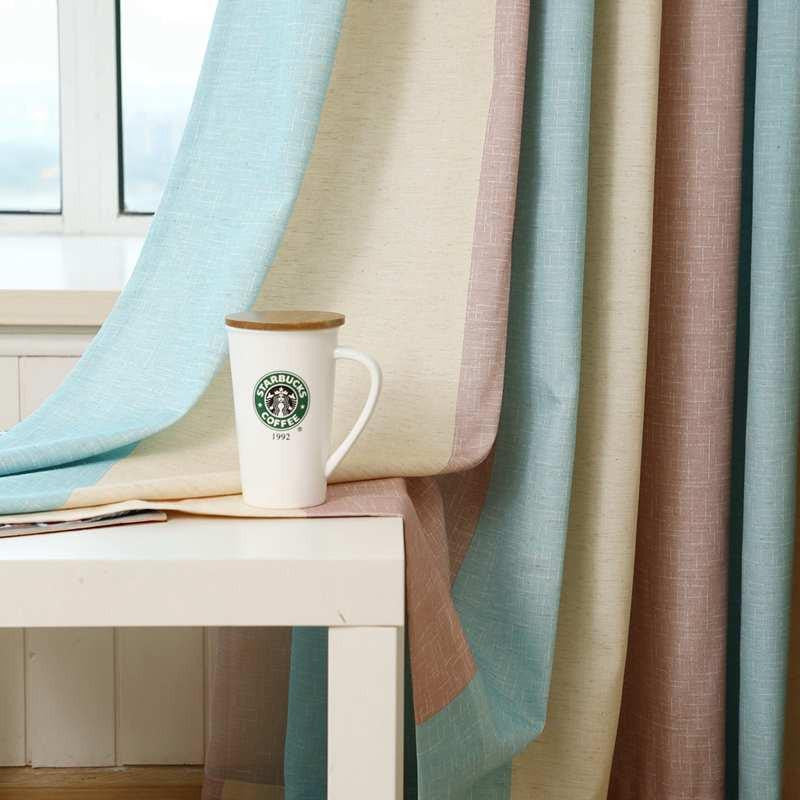 Striped Printed Window Curtains for the Bedroom Fancy Children Modern Curtains for Living Room Faux Linen Curtains for Kids