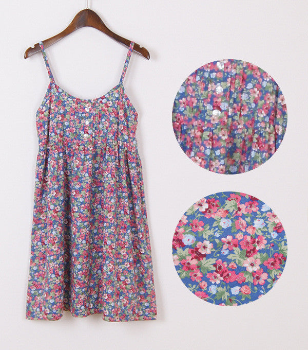 Online discount shop Australia - Fashion Summer Mori Girl Dress O Neck Sleeveless Print Floral Vestidos Women Sexy Beach Spaghetti Strap Dress