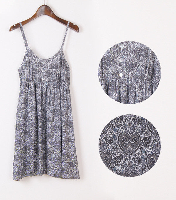 Online discount shop Australia - Fashion Summer Mori Girl Dress O Neck Sleeveless Print Floral Vestidos Women Sexy Beach Spaghetti Strap Dress