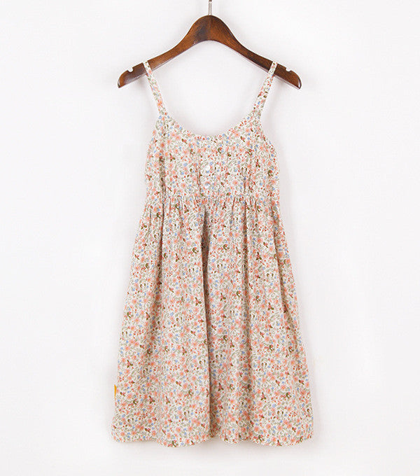 Online discount shop Australia - Fashion Summer Mori Girl Dress O Neck Sleeveless Print Floral Vestidos Women Sexy Beach Spaghetti Strap Dress