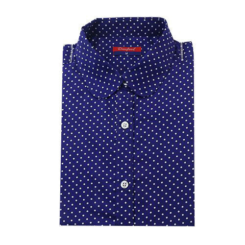 Online discount shop Australia - Brand New Cotton Women Shirts Long Sleeve Blouse Polka Dot Turn Down Collar Women Tops
