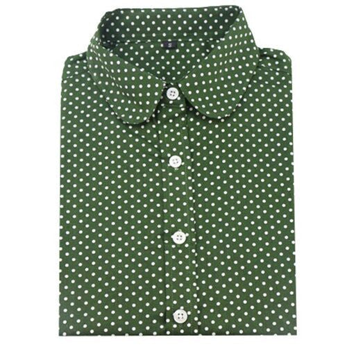 Online discount shop Australia - Brand New Cotton Women Shirts Long Sleeve Blouse Polka Dot Turn Down Collar Women Tops