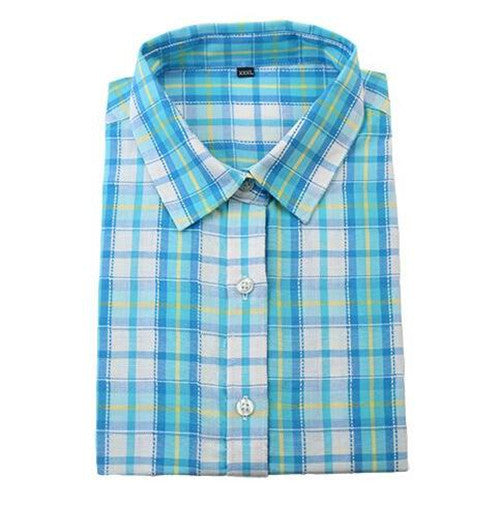 Online discount shop Australia - Brand New Fashion Women Blouses Long Sleeve Turn-down Collar Plaid Shirts Women Casual Cotton Shirt Style