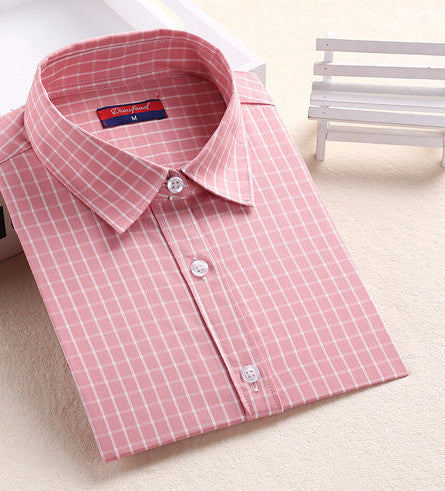 Online discount shop Australia - Brand New Fashion Women Blouses Long Sleeve Turn-down Collar Plaid Shirts Women Casual Cotton Shirt Style