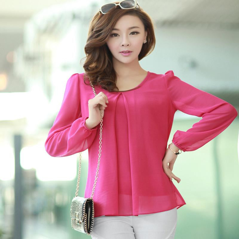 Sequins O-Neck Elastic Cuff Shirt for Spring Autumn Blouse Tops Chiffon shirt-Dollar Bargains Online Shopping Australia