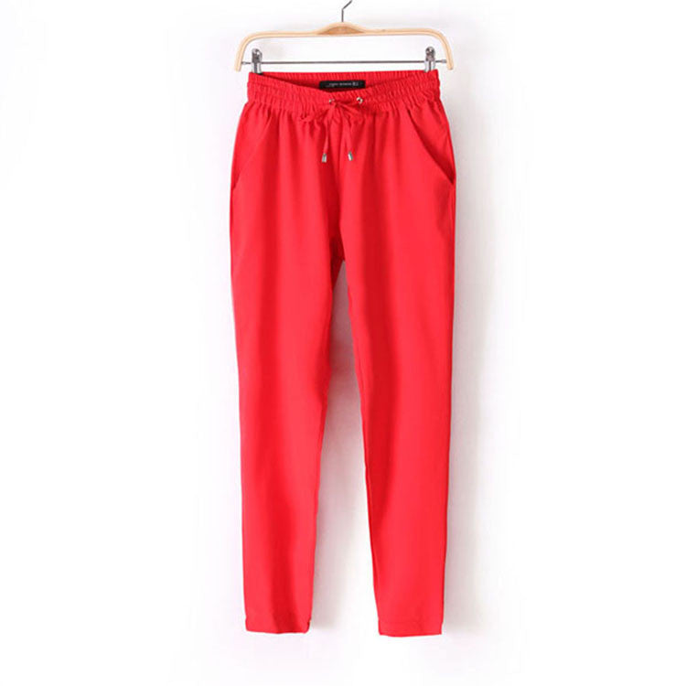 Online discount shop Australia - Chiffon Pants Women Pants Casual Harem Pants Drawstring Elastic Waist Pants Plus Size Women Trousers