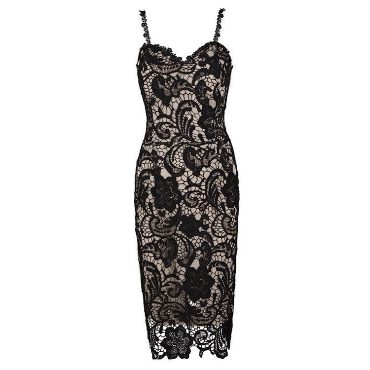 Online discount shop Australia - Brand New Openwork Crochet Sexy Lace Dress Fashion Sleeveless Spaghetti Strap Dress Vestidos Party Women Dresses Summer YLFZ1130