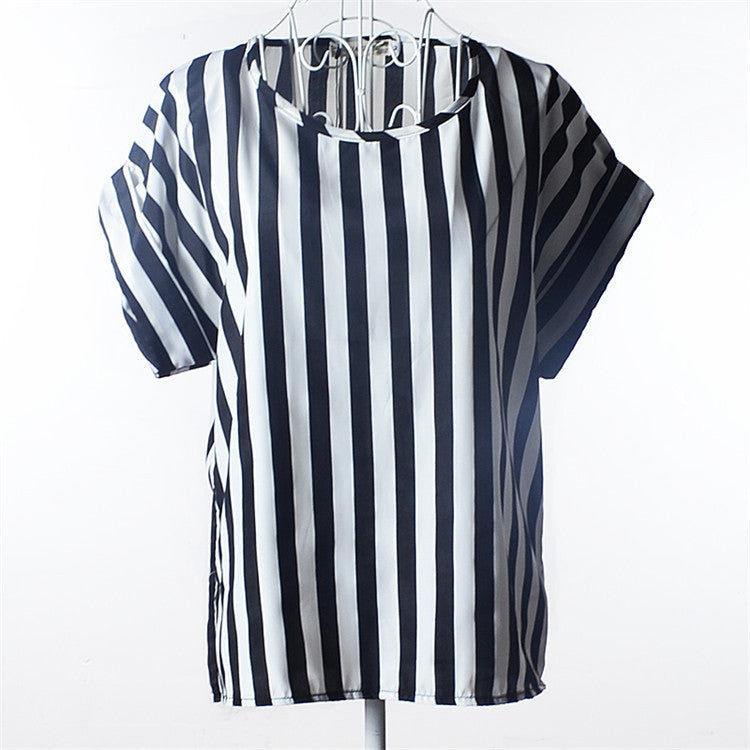 Online discount shop Australia - Casual Shirts for Women Chiffon Blouses Batwing Short Sleeve O-neck Plus Size XXL Print Shirt Tops Female LY1213a