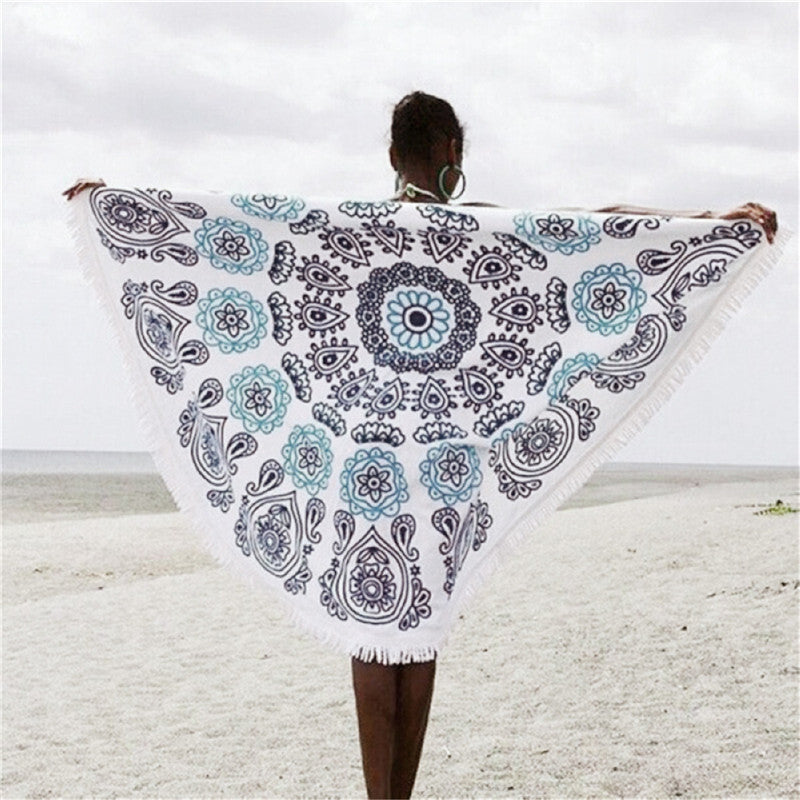 Round Tassel Tapestry Beach Picnic Throw Towel Mat Blanket Home Decor