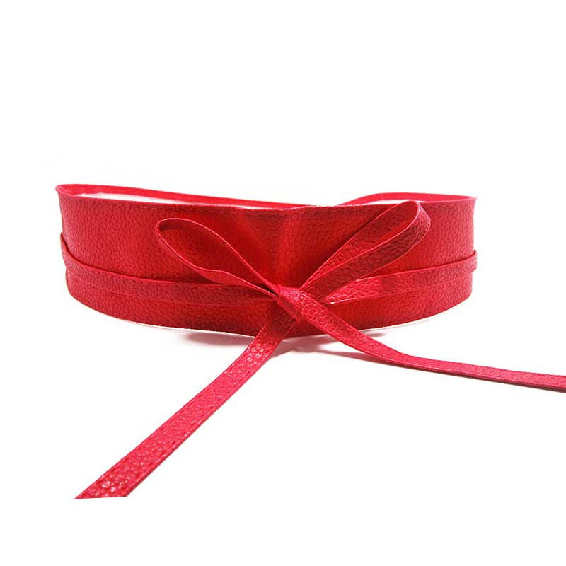 Online discount shop Australia - Fashion Women belt Soft Leather Wide Self Tie Wrap Around Waist Band Dress Belt Y1