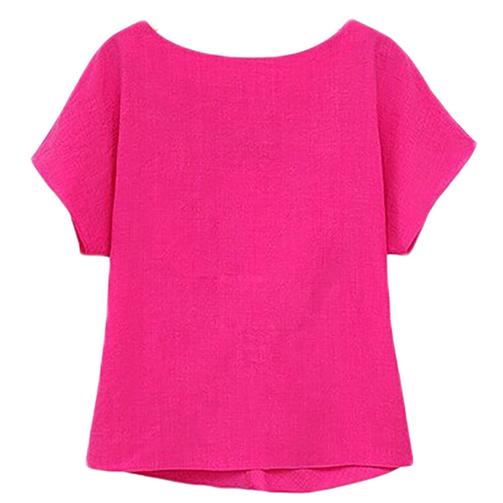 Women Blue Chiffon Shirt Short Sleeves Shirt Girls O-neck Blouses Tops