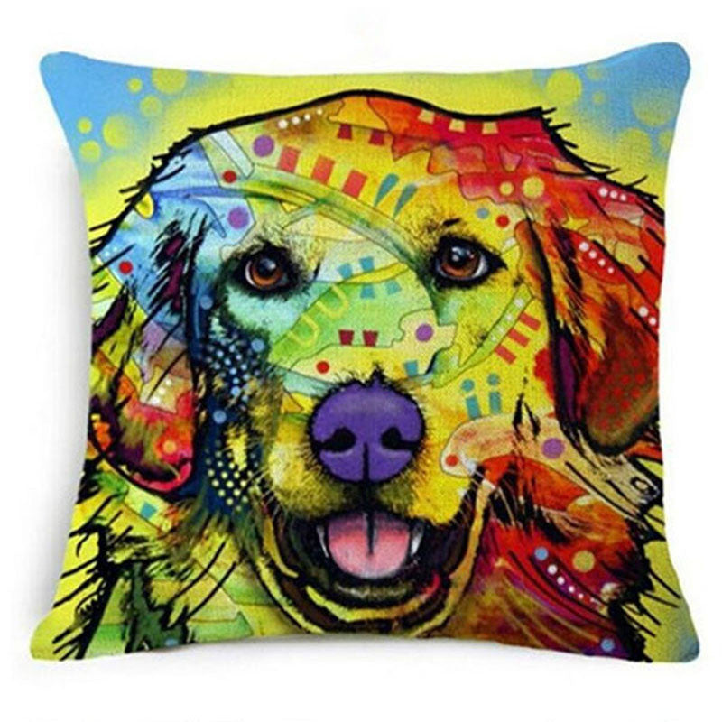 Online discount shop Australia - Colorful Oil Painting Cushion Cover 45x45CM (18x18IN) Cute Dogs & Cats Pillow Cover Pillow Case Home Decor