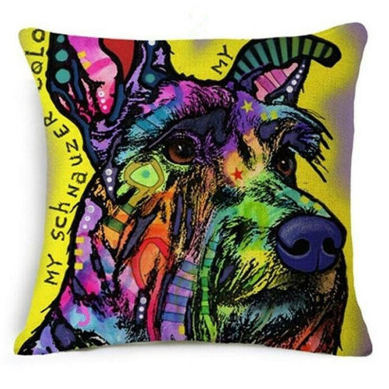 Online discount shop Australia - Colorful Oil Painting Cushion Cover 45x45CM (18x18IN) Cute Dogs & Cats Pillow Cover Pillow Case Home Decor