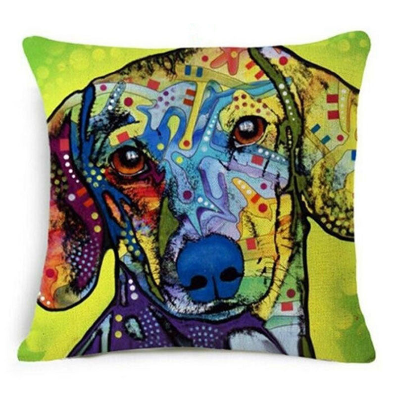 Online discount shop Australia - Colorful Oil Painting Cushion Cover 45x45CM (18x18IN) Cute Dogs & Cats Pillow Cover Pillow Case Home Decor