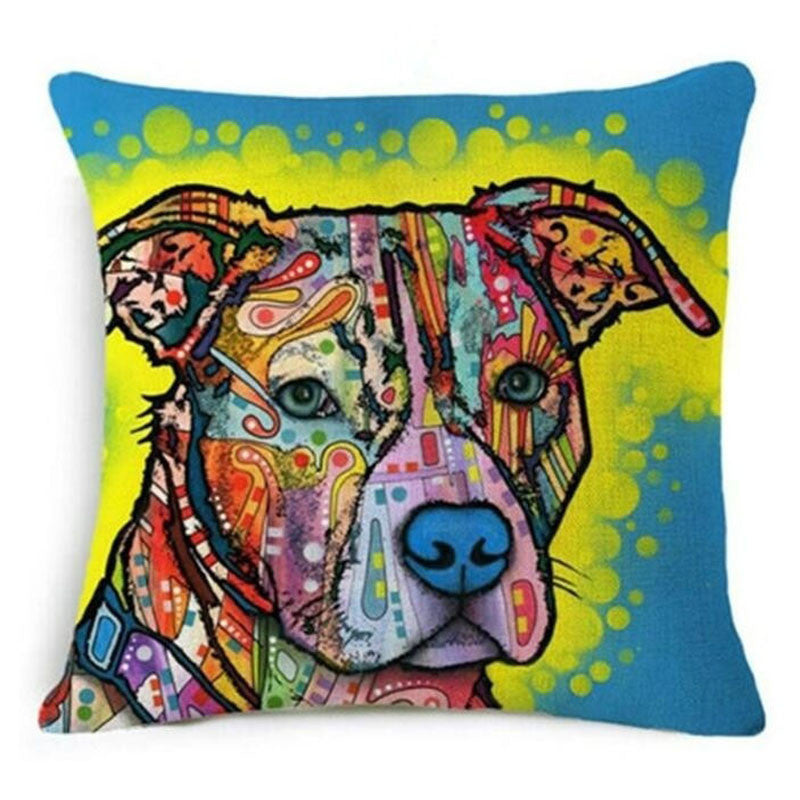Online discount shop Australia - Colorful Oil Painting Cushion Cover 45x45CM (18x18IN) Cute Dogs & Cats Pillow Cover Pillow Case Home Decor
