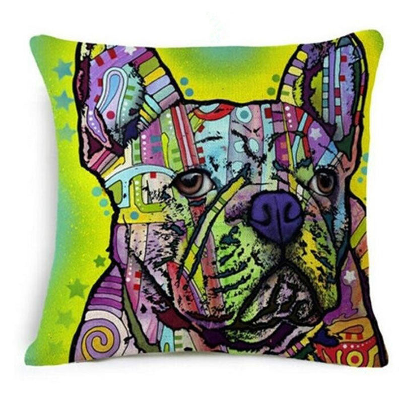 Online discount shop Australia - Colorful Oil Painting Cushion Cover 45x45CM (18x18IN) Cute Dogs & Cats Pillow Cover Pillow Case Home Decor