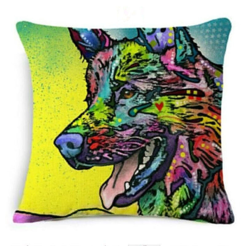 Online discount shop Australia - Colorful Oil Painting Cushion Cover 45x45CM (18x18IN) Cute Dogs & Cats Pillow Cover Pillow Case Home Decor