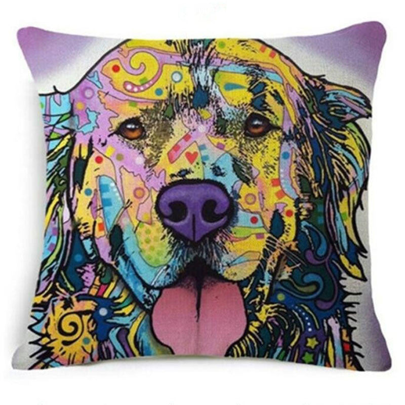Online discount shop Australia - Colorful Oil Painting Cushion Cover 45x45CM (18x18IN) Cute Dogs & Cats Pillow Cover Pillow Case Home Decor