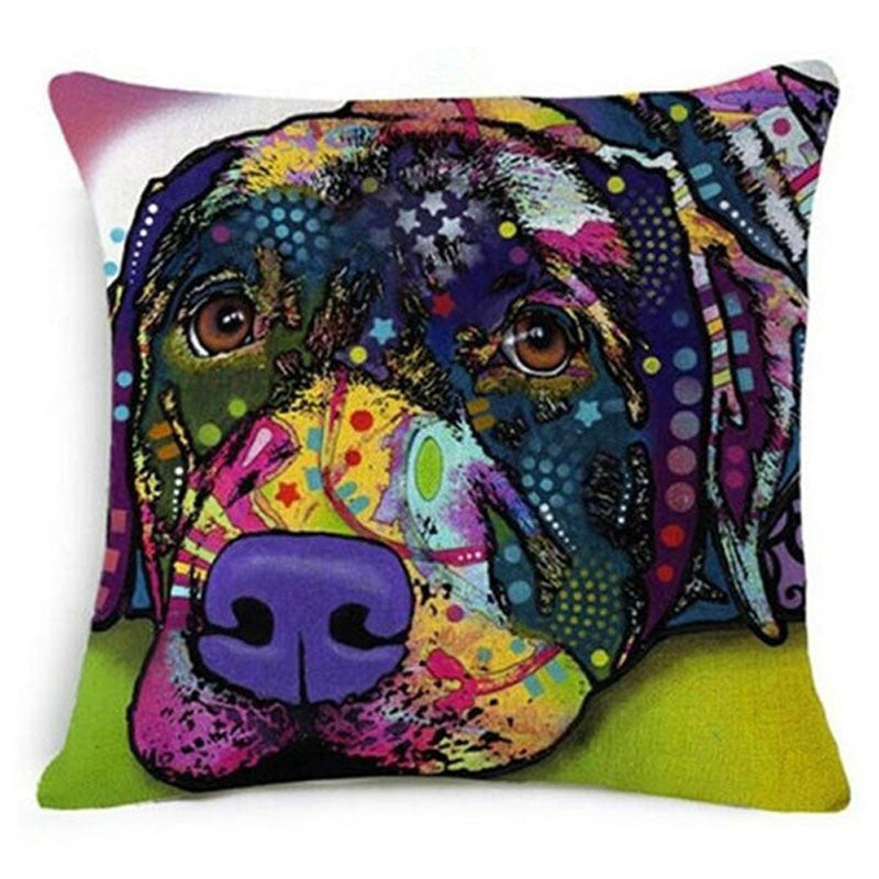 Online discount shop Australia - Colorful Oil Painting Cushion Cover 45x45CM (18x18IN) Cute Dogs & Cats Pillow Cover Pillow Case Home Decor
