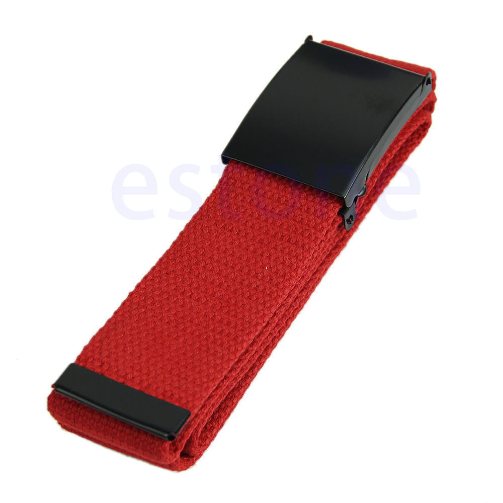 Online discount shop Australia - Fashion Unisex Plain Webbing Mens Boys Waist Belt Waistband Casual Canvas Belt