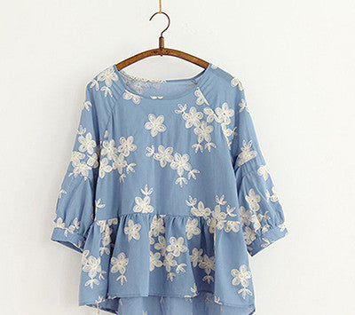 Online discount shop Australia - Casual Embroidered Kimono Doll style Blouse shirt Women coat Female Tops