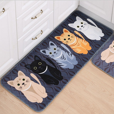 Kawaii Welcome Floor Mats Animal Cute Cat Print Bathroom Kitchen Carpets House Doormats for Living Room Anti-Slip Tapete Rug