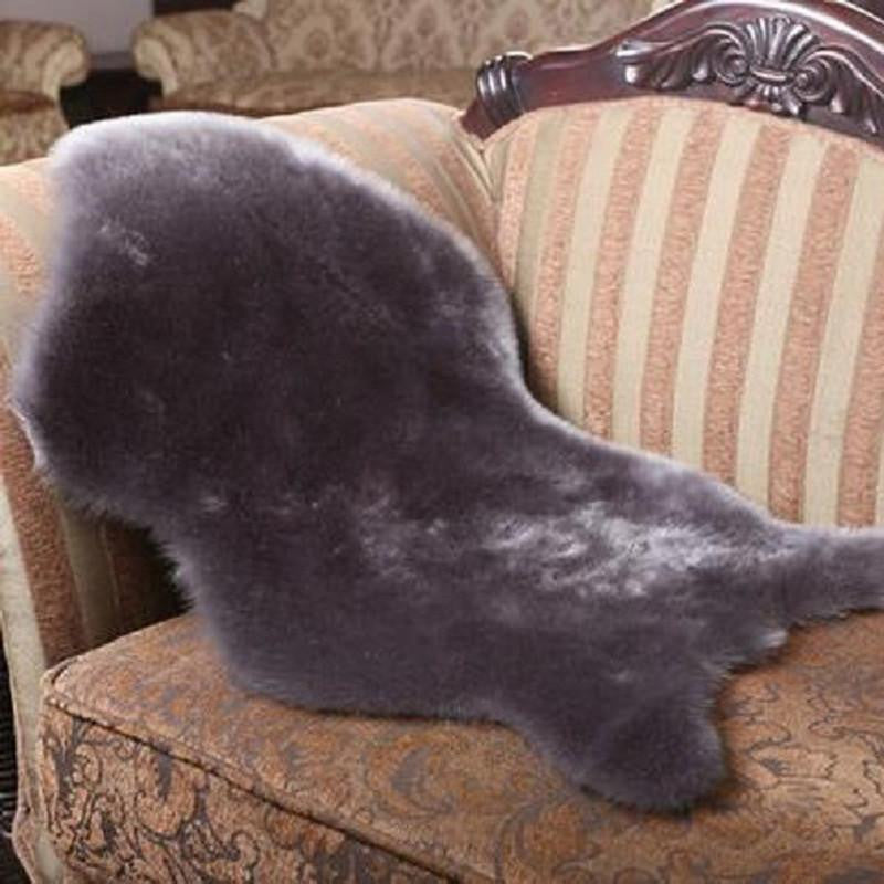 Sheepskin Rug Soft Hairy Carpet Chair Cover Seat Pad Plain Skin Fur Plain Fluffy Area Rugs Washable Bedroom Faux Mat