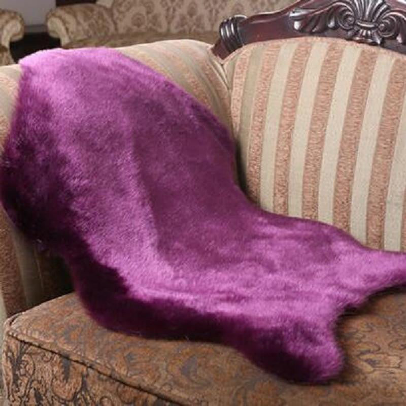Sheepskin Rug Soft Hairy Carpet Chair Cover Seat Pad Plain Skin Fur Plain Fluffy Area Rugs Washable Bedroom Faux Mat