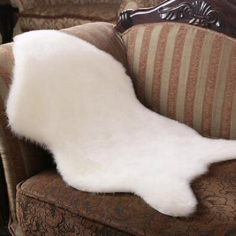 Sheepskin Rug Soft Hairy Carpet Chair Cover Seat Pad Plain Skin Fur Plain Fluffy Area Rugs Washable Bedroom Faux Mat