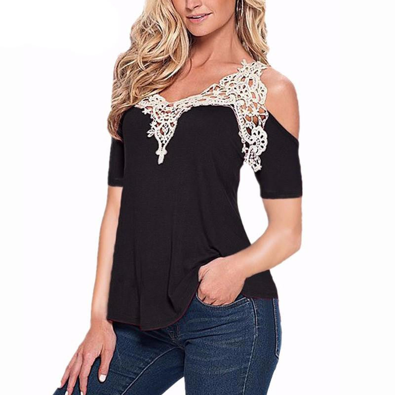 Women Blouses Off Shoulder Blouse Elegant Lace V Neck Shirt Ladies Long Sleeve Tops Plus Size