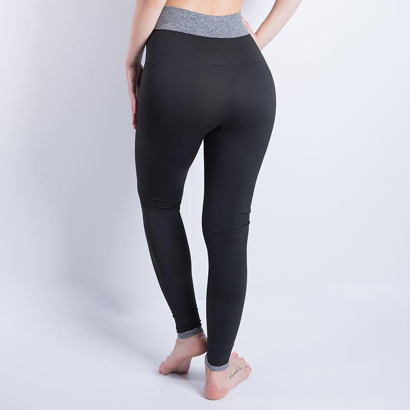 Women Cropped Leggings High Waist Elastic Wicking Force Exercise Female Elastic Stretchy Leggings Slim Trousers 34 C
