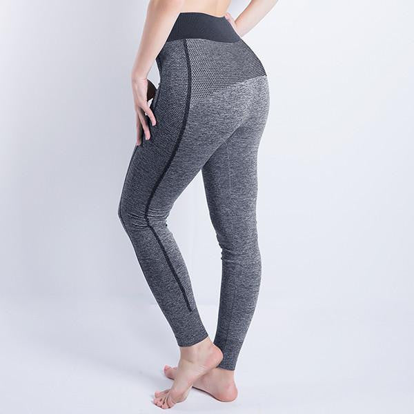Women Cropped Leggings High Waist Elastic Wicking Force Exercise Female Elastic Stretchy Leggings Slim Trousers 34 C