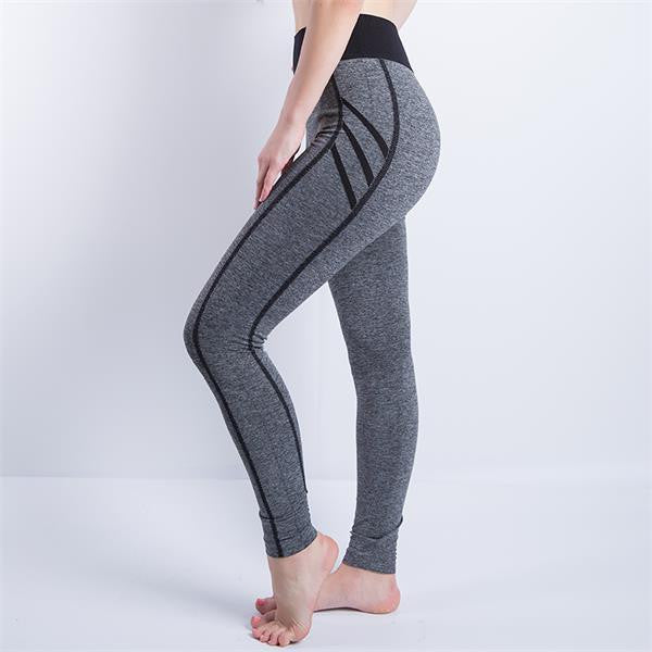 Women Cropped Leggings High Waist Elastic Wicking Force Exercise Female Elastic Stretchy Leggings Slim Trousers 34 C