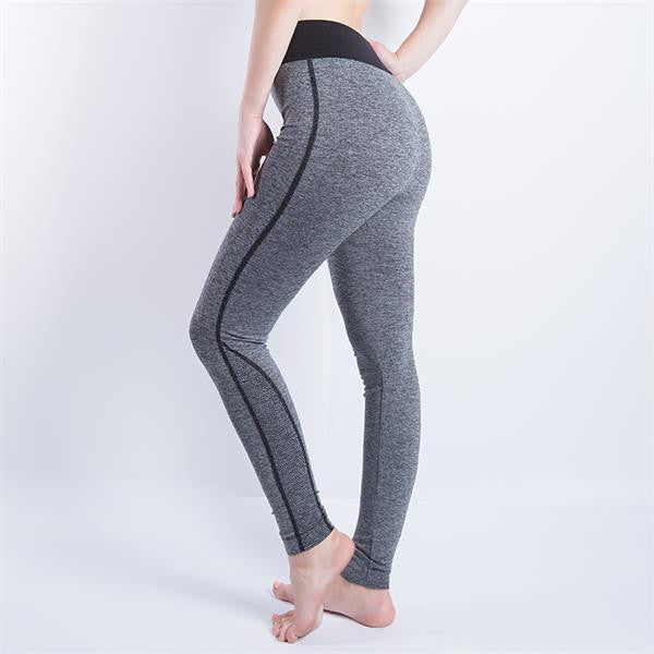 Women Cropped Leggings High Waist Elastic Wicking Force Exercise Female Elastic Stretchy Leggings Slim Trousers 34 C