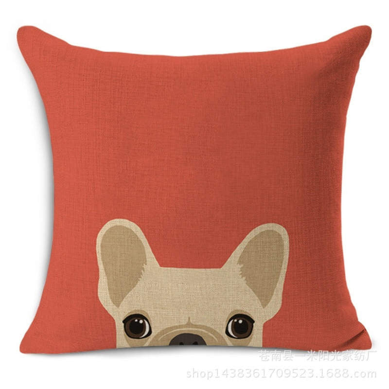 Online discount shop Australia - Animal French Bulldog Cushion Cover Pug Dog Pillowcase Woven Cushion Cover Cotton Linen Car Pillow Covers Decorative