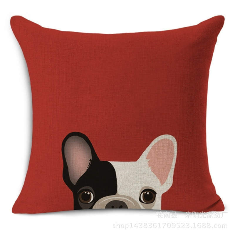 Online discount shop Australia - Animal French Bulldog Cushion Cover Pug Dog Pillowcase Woven Cushion Cover Cotton Linen Car Pillow Covers Decorative