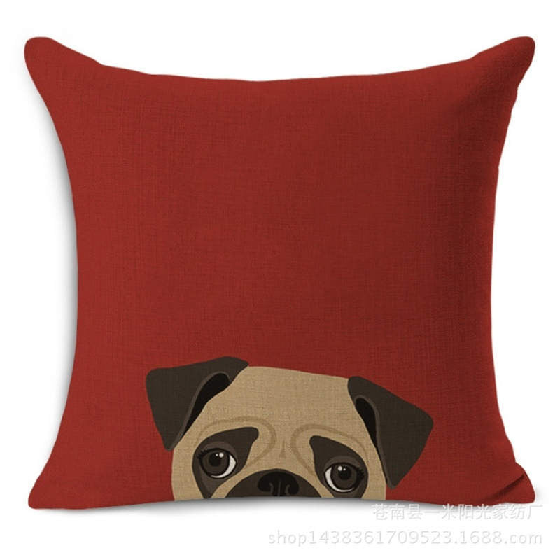 Online discount shop Australia - Animal French Bulldog Cushion Cover Pug Dog Pillowcase Woven Cushion Cover Cotton Linen Car Pillow Covers Decorative