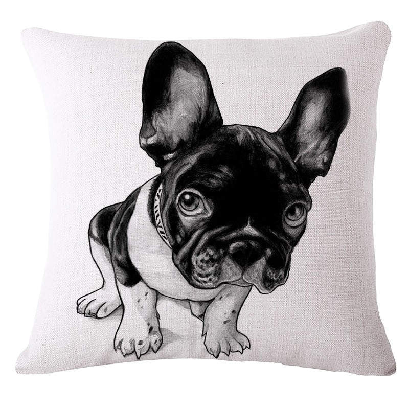 Online discount shop Australia - Animal French Bulldog Cushion Cover Pug Dog Pillowcase Woven Cushion Cover Cotton Linen Car Pillow Covers Decorative