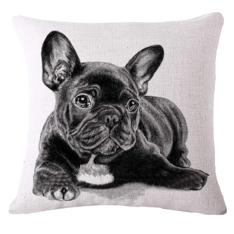 Online discount shop Australia - Animal French Bulldog Cushion Cover Pug Dog Pillowcase Woven Cushion Cover Cotton Linen Car Pillow Covers Decorative