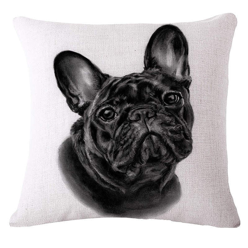 Online discount shop Australia - Animal French Bulldog Cushion Cover Pug Dog Pillowcase Woven Cushion Cover Cotton Linen Car Pillow Covers Decorative