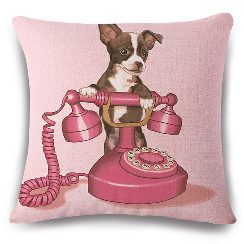 Online discount shop Australia - Animal French Bulldog Cushion Cover Pug Dog Pillowcase Woven Cushion Cover Cotton Linen Car Pillow Covers Decorative