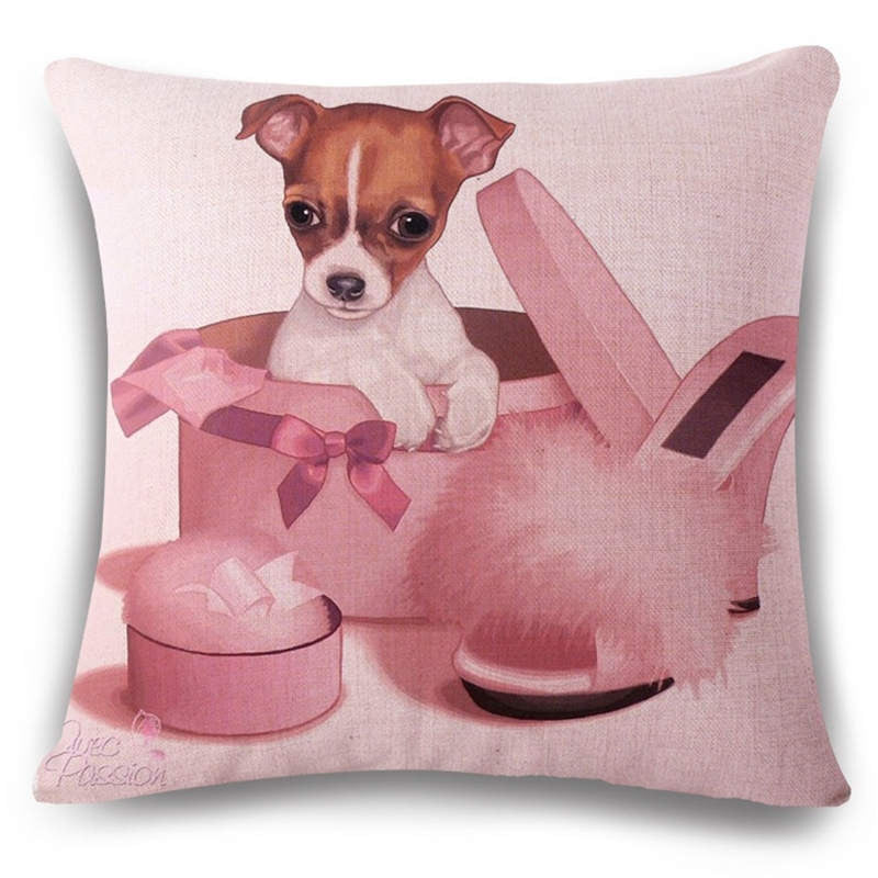 Online discount shop Australia - Animal French Bulldog Cushion Cover Pug Dog Pillowcase Woven Cushion Cover Cotton Linen Car Pillow Covers Decorative