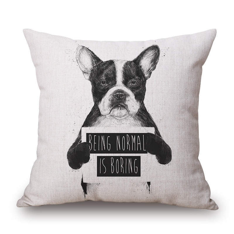 Online discount shop Australia - Animal French Bulldog Cushion Cover Pug Dog Pillowcase Woven Cushion Cover Cotton Linen Car Pillow Covers Decorative