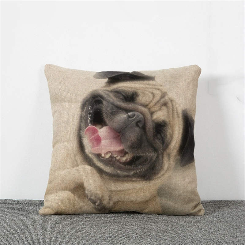 Online discount shop Australia - Animal French Bulldog Cushion Cover Pug Dog Pillowcase Woven Cushion Cover Cotton Linen Car Pillow Covers Decorative