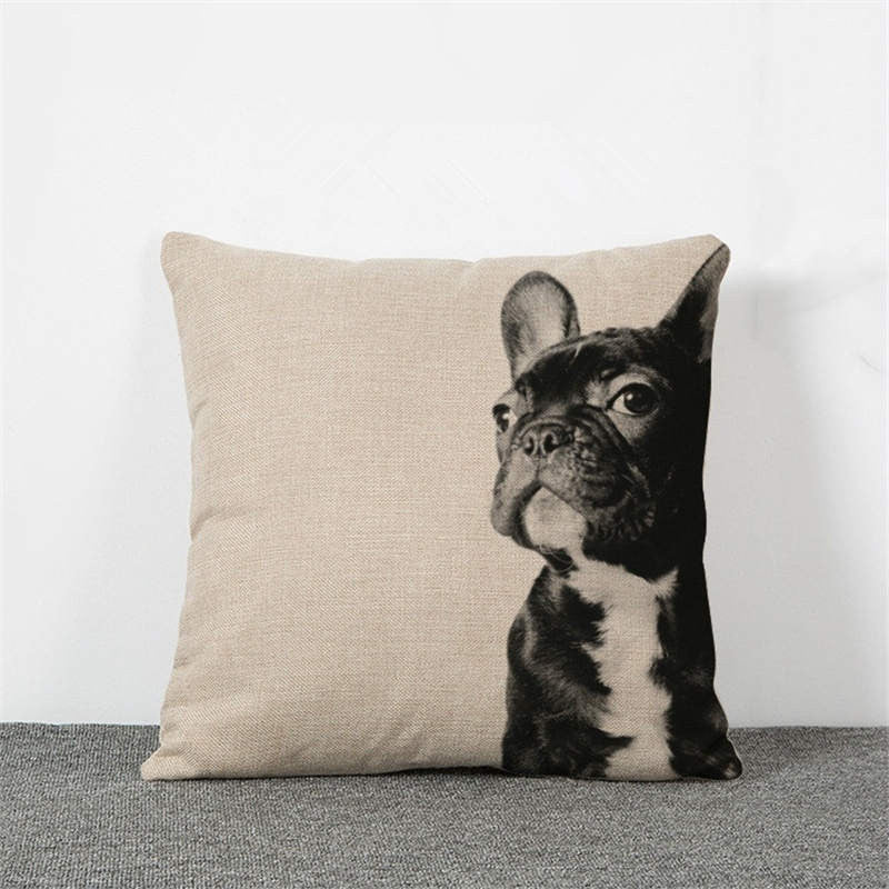 Online discount shop Australia - Animal French Bulldog Cushion Cover Pug Dog Pillowcase Woven Cushion Cover Cotton Linen Car Pillow Covers Decorative