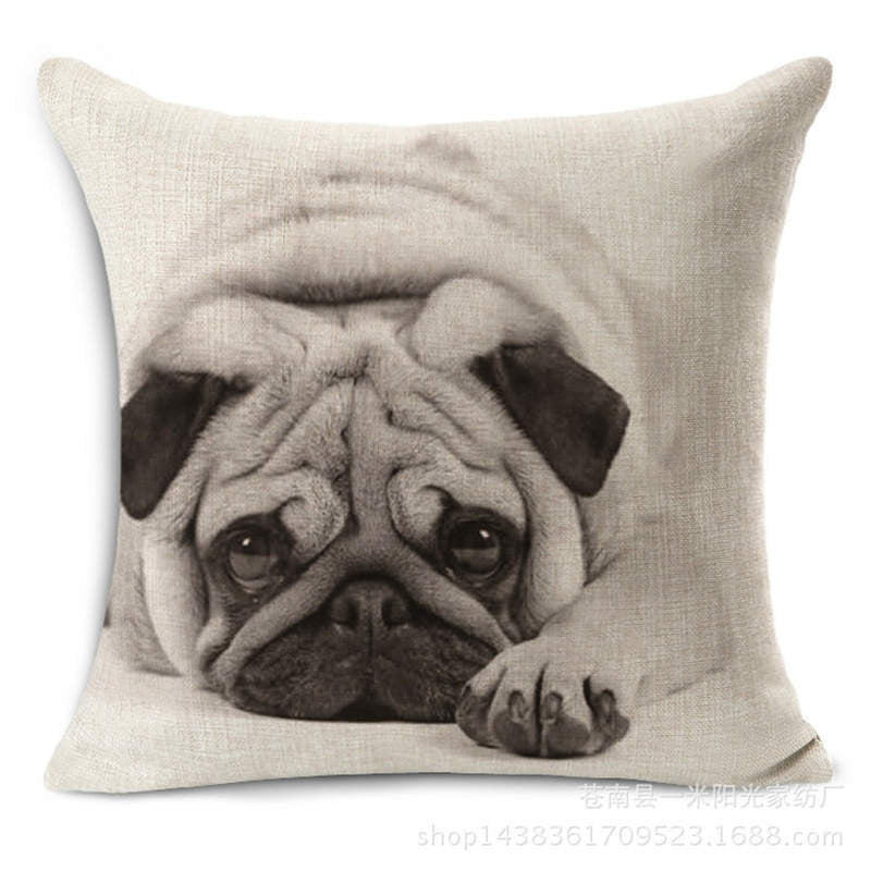 Online discount shop Australia - Animal French Bulldog Cushion Cover Pug Dog Pillowcase Woven Cushion Cover Cotton Linen Car Pillow Covers Decorative