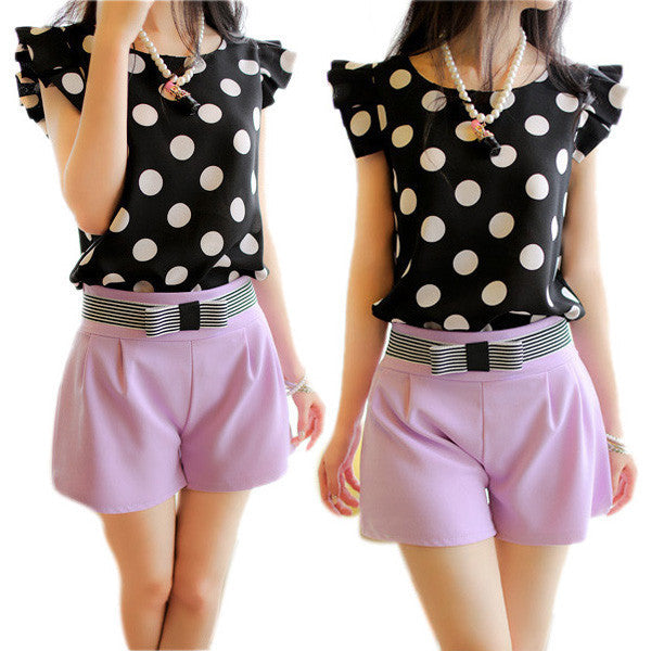 Online discount shop Australia - Fashion Girl Women Casual Chiffon Tshirt Short Sleeve Shirt T-shirt Tops