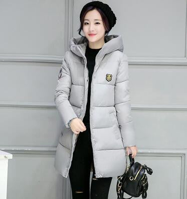 Women Coat Elegant Pure color Thick Warm Hooded Down Cotton Jacket High Large size Women Coat